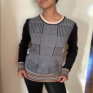 Tommy Hilfiger crew neck houndstooth striped sweater sz M